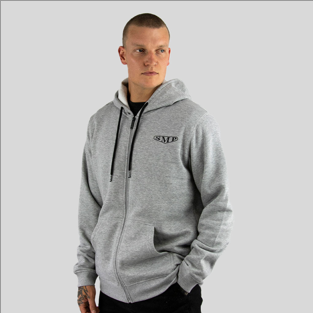 PURE VINTAGE-21 SMP mens zip front hoodie LT GRY MLE - smpclothing