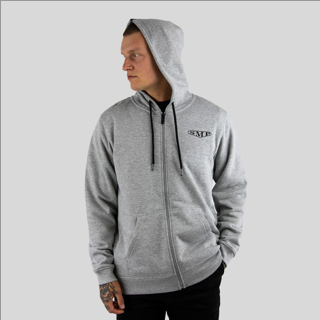 PURE VINTAGE-21 SMP mens zip front hoodie LT GRY MLE - smpclothing