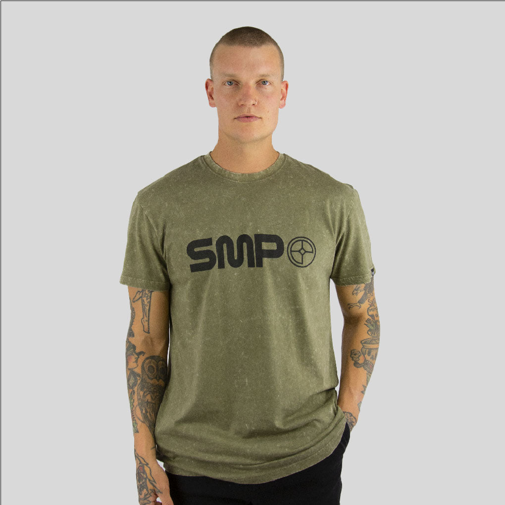 MAYHEM SMP mens s/s pigment wash tee OLIVE P/W - smpclothing